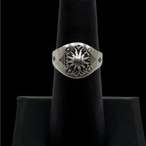 Early Fred Harvey Era Southwestern Sterling Silver Rolling Logs Arrow Ring 5.5